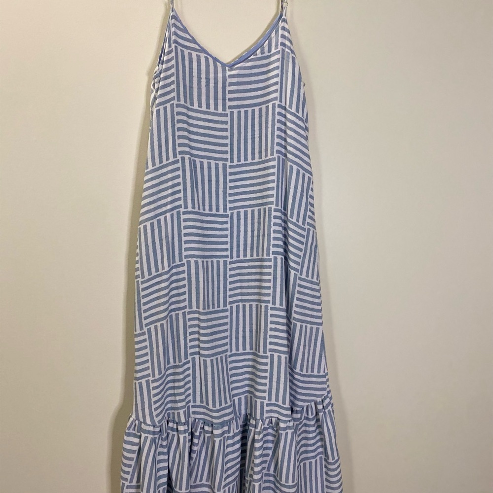 Lucca Blue and White Ruffled Sundress - Picture 3 of 9